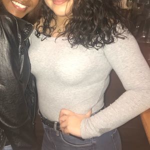 Fashion Nova off the shoulder grey top